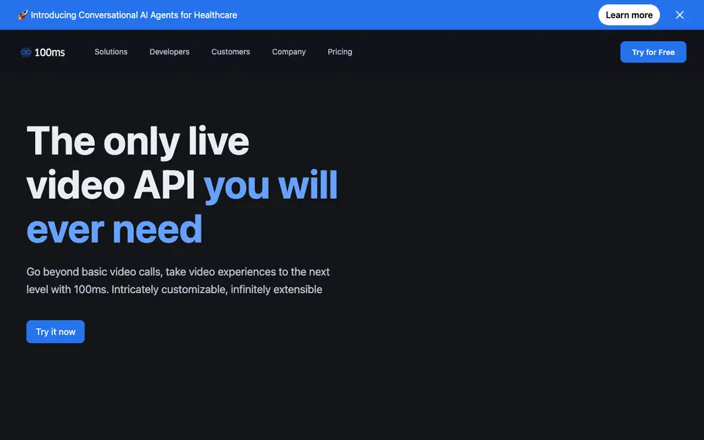 100ms website homepage screenshot