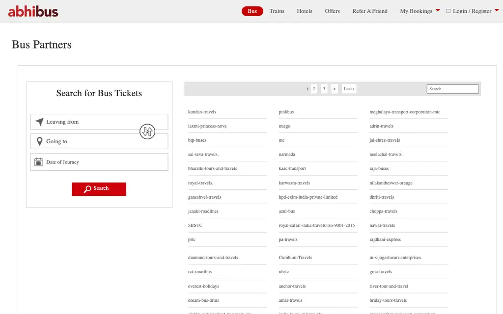 AbhiBus Operators website homepage screenshot