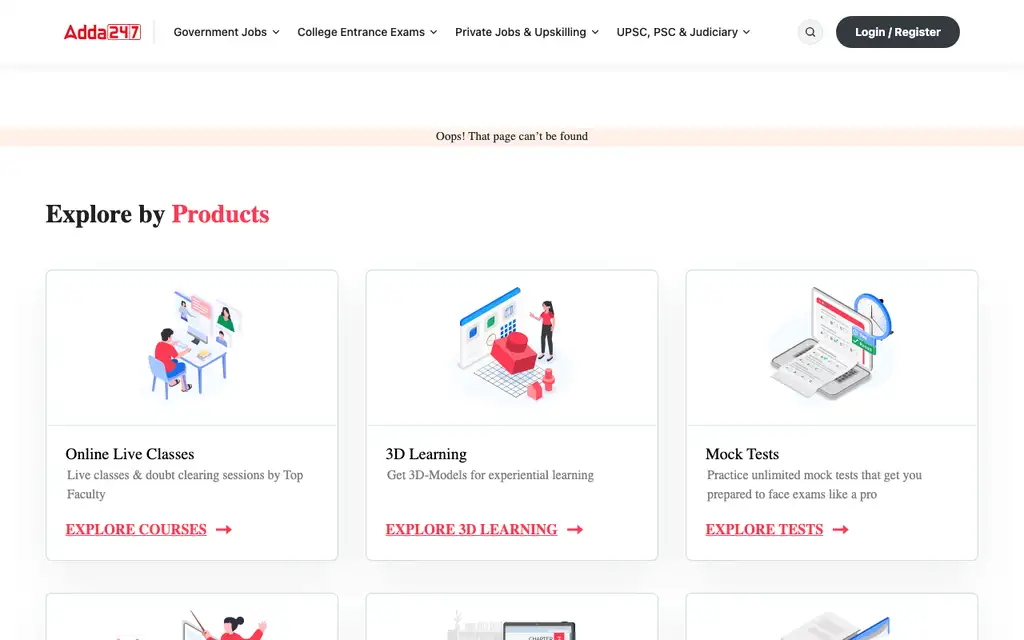 Adda247 App website homepage screenshot