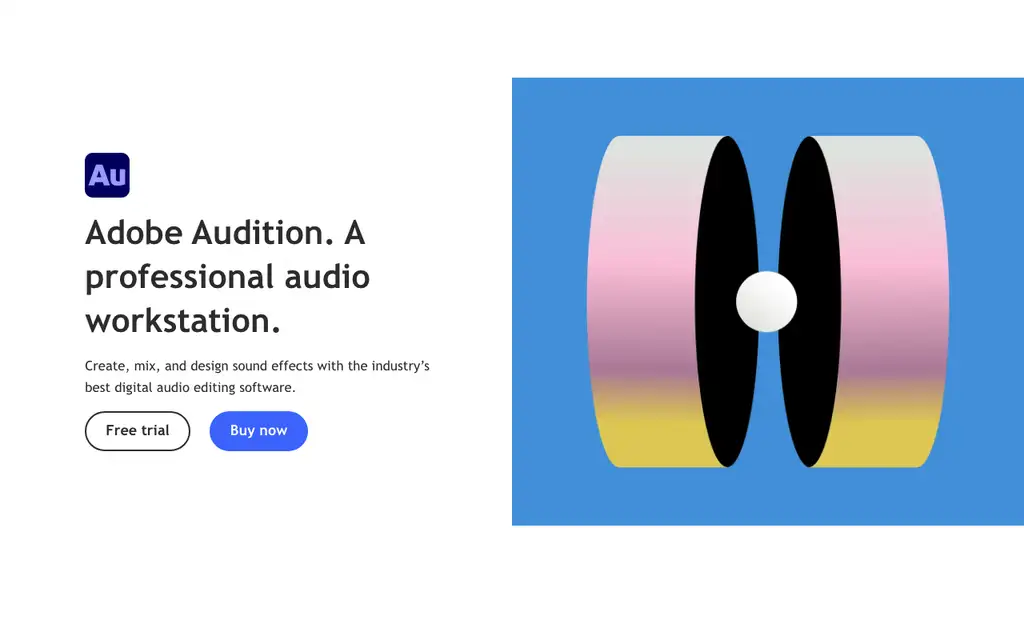 Adobe Audition website homepage screenshot