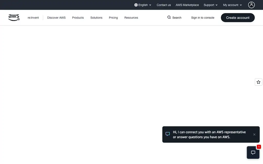 Amazon Web Services website homepage screenshot