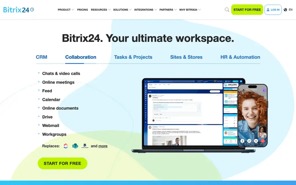 Bitrix24 website homepage screenshot