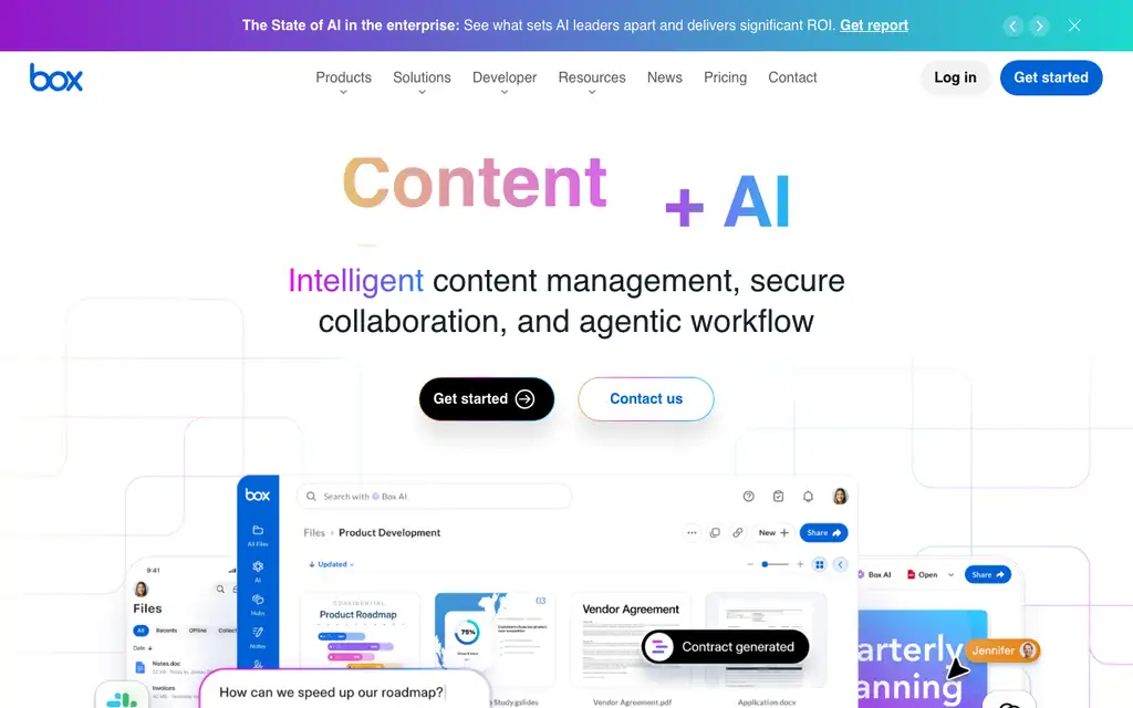Box website homepage screenshot