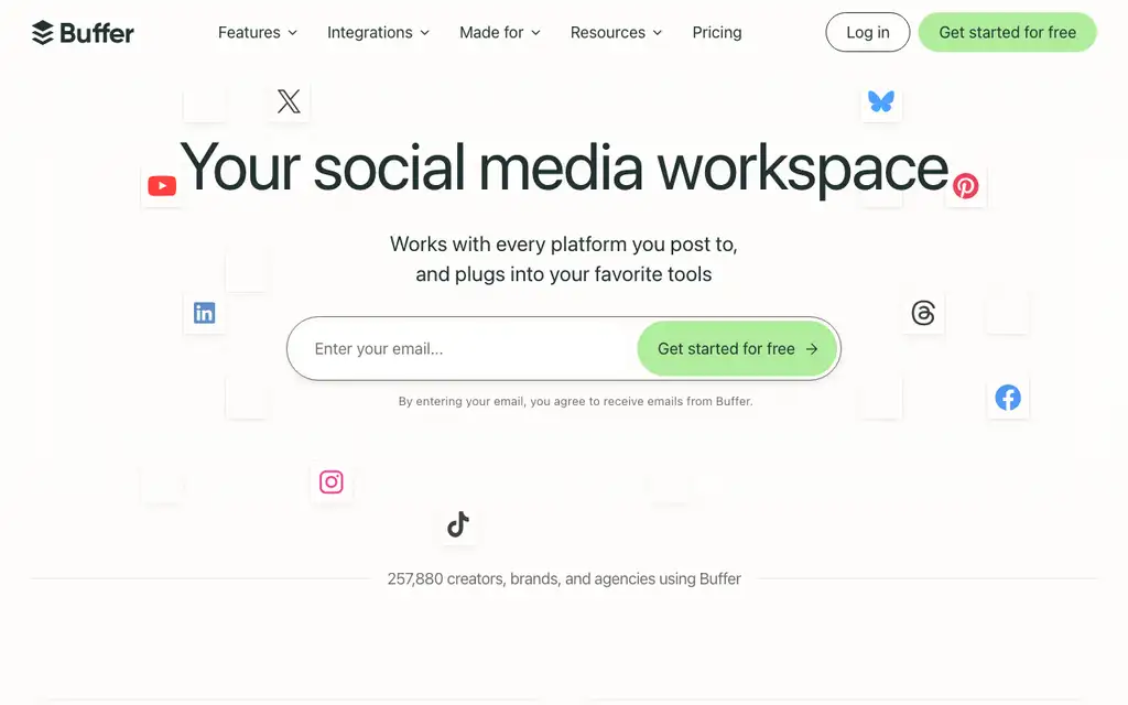Buffer website homepage screenshot