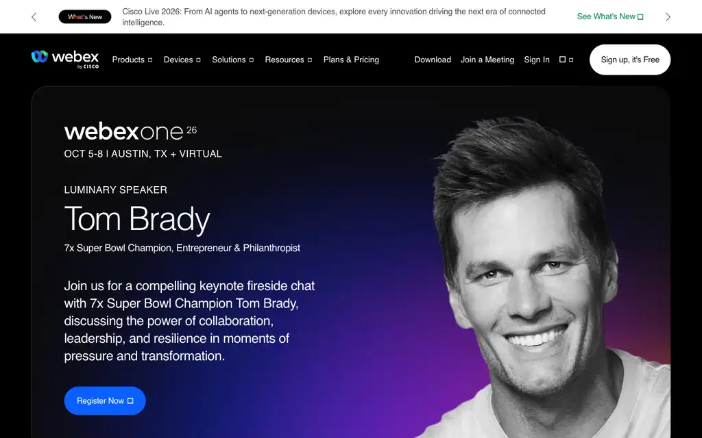 Cisco Webex website homepage screenshot