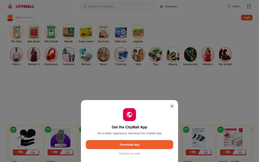 CityMall website homepage screenshot