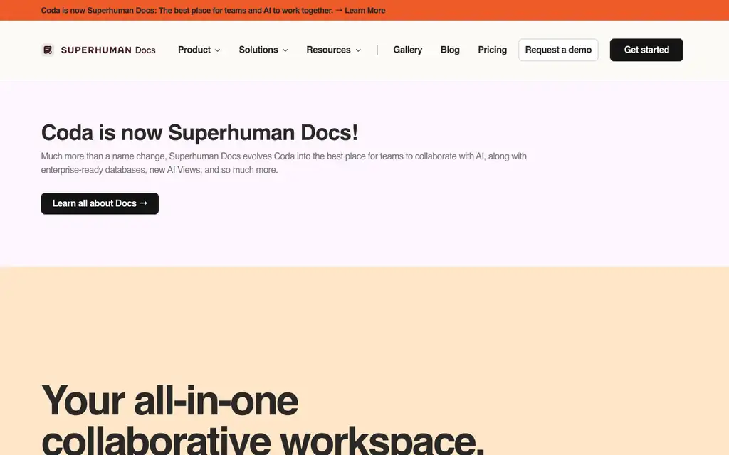 Coda website homepage screenshot