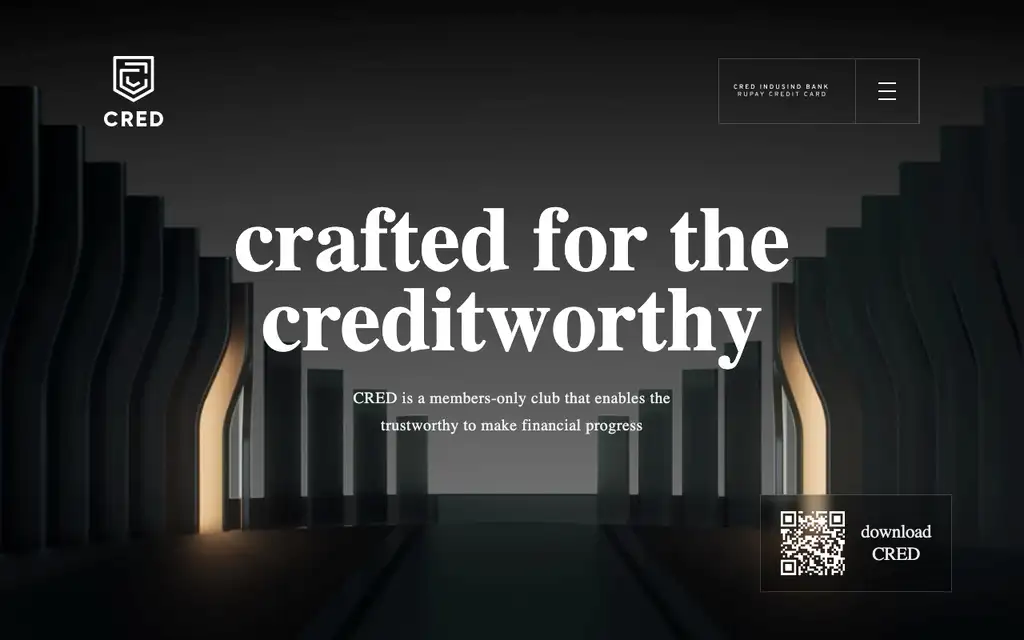CRED website homepage screenshot