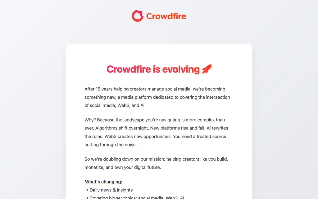Crowdfire website homepage screenshot