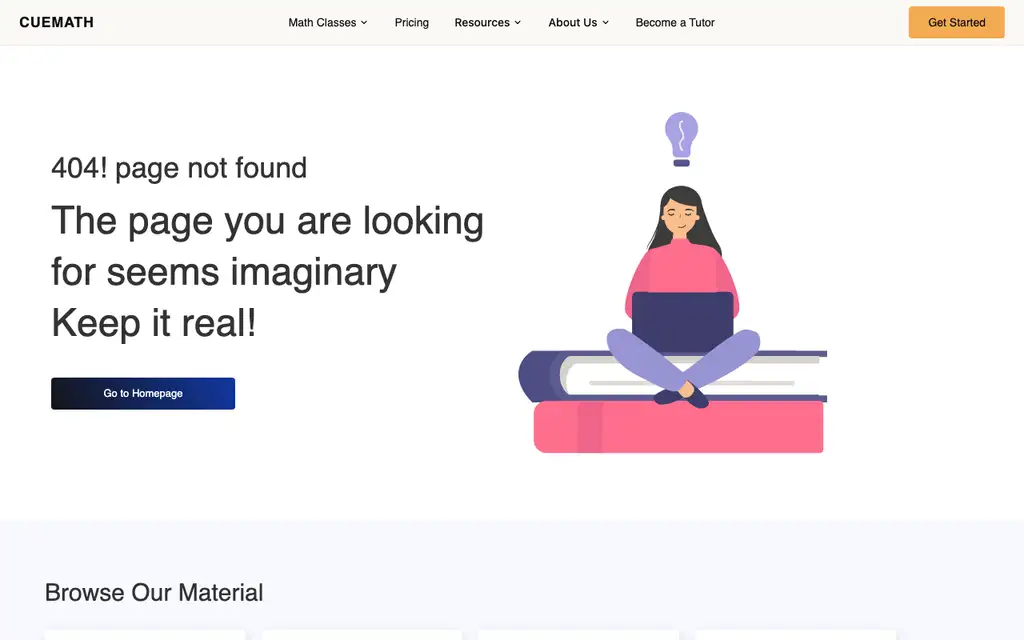 Cuemath App website homepage screenshot