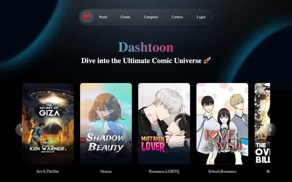 Dashtoon website homepage screenshot