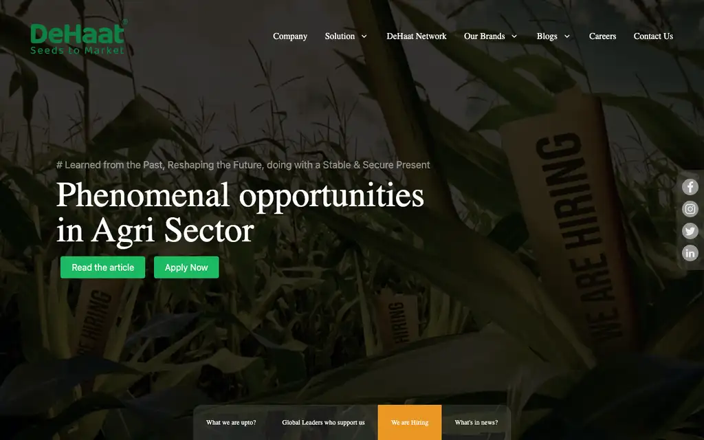 DeHaat website homepage screenshot