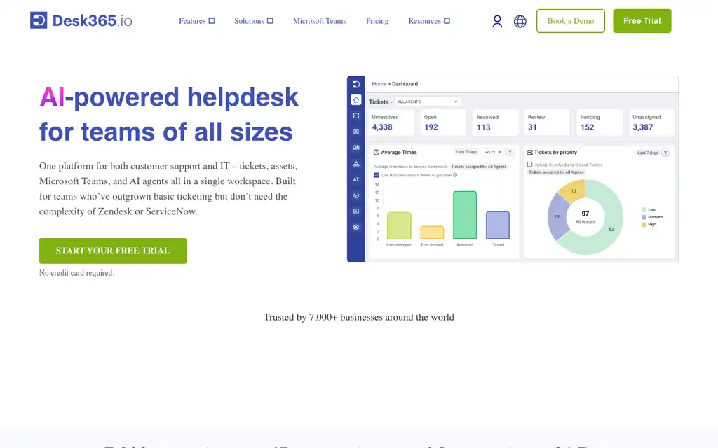 Desk365 website homepage screenshot