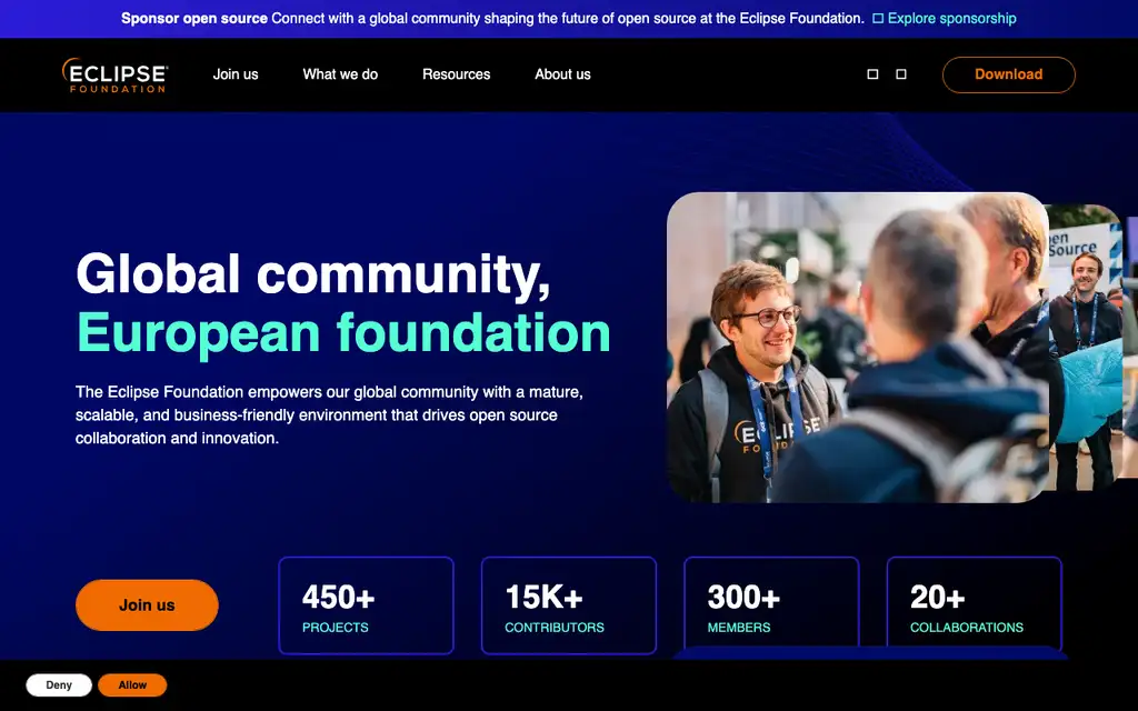 Eclipse website homepage screenshot