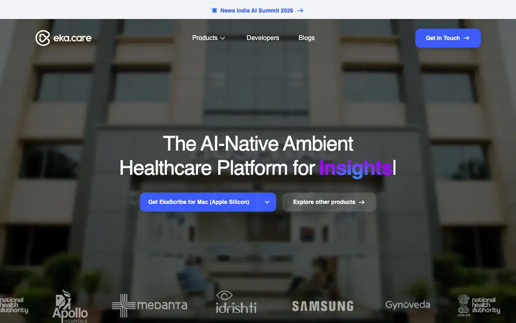 Eka Care website homepage screenshot
