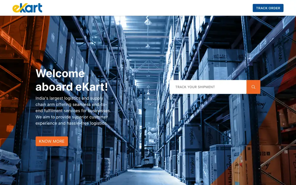 Ekart website homepage screenshot