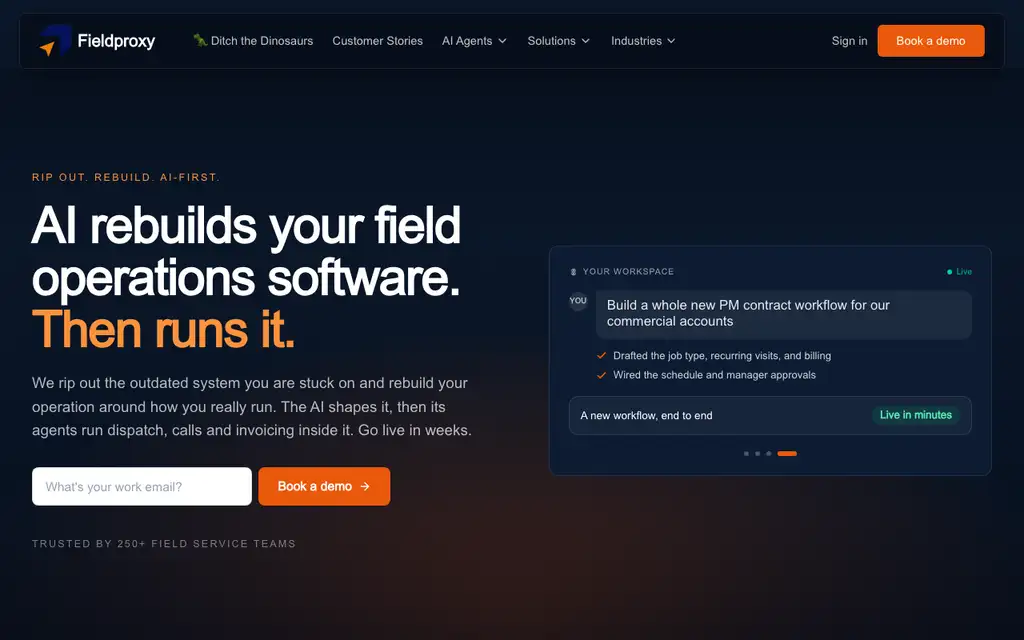 Fieldproxy website homepage screenshot