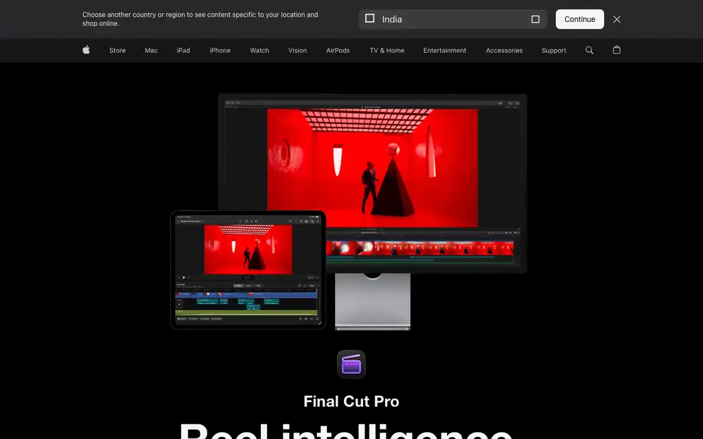 Final Cut Pro website homepage screenshot