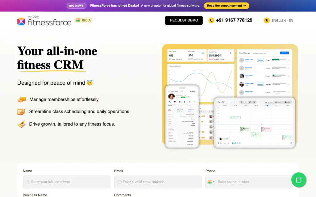 FitnessForce website homepage screenshot
