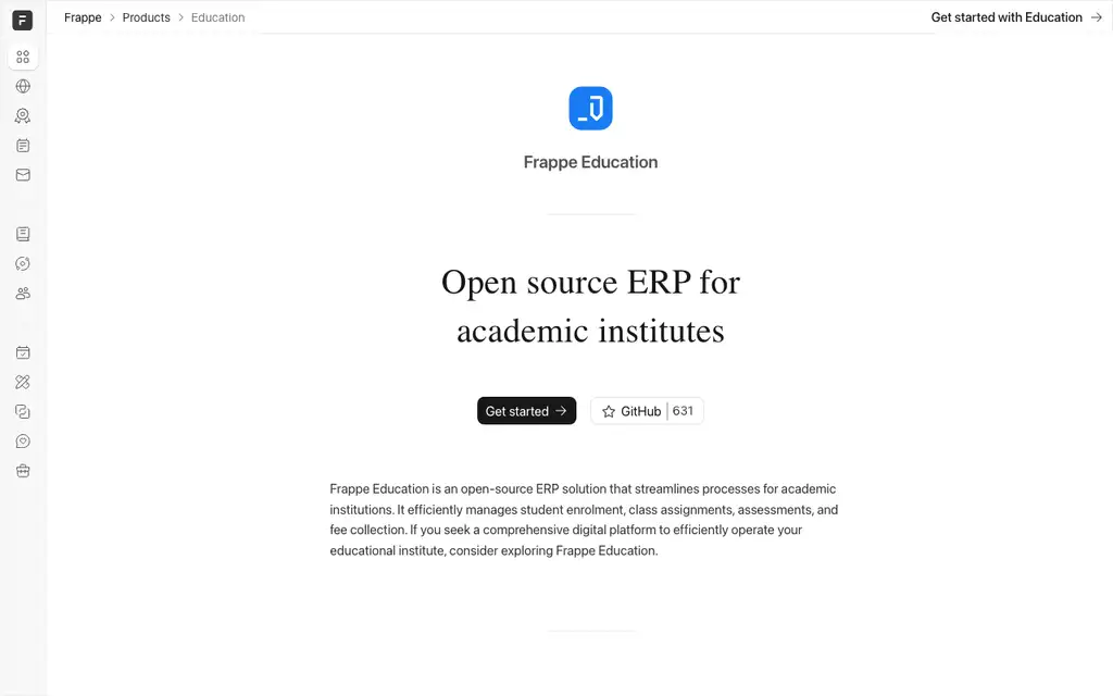 Frappe Education website homepage screenshot