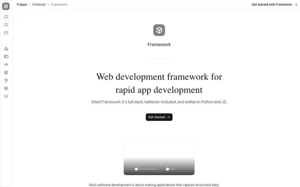 Frappe Framework website homepage screenshot