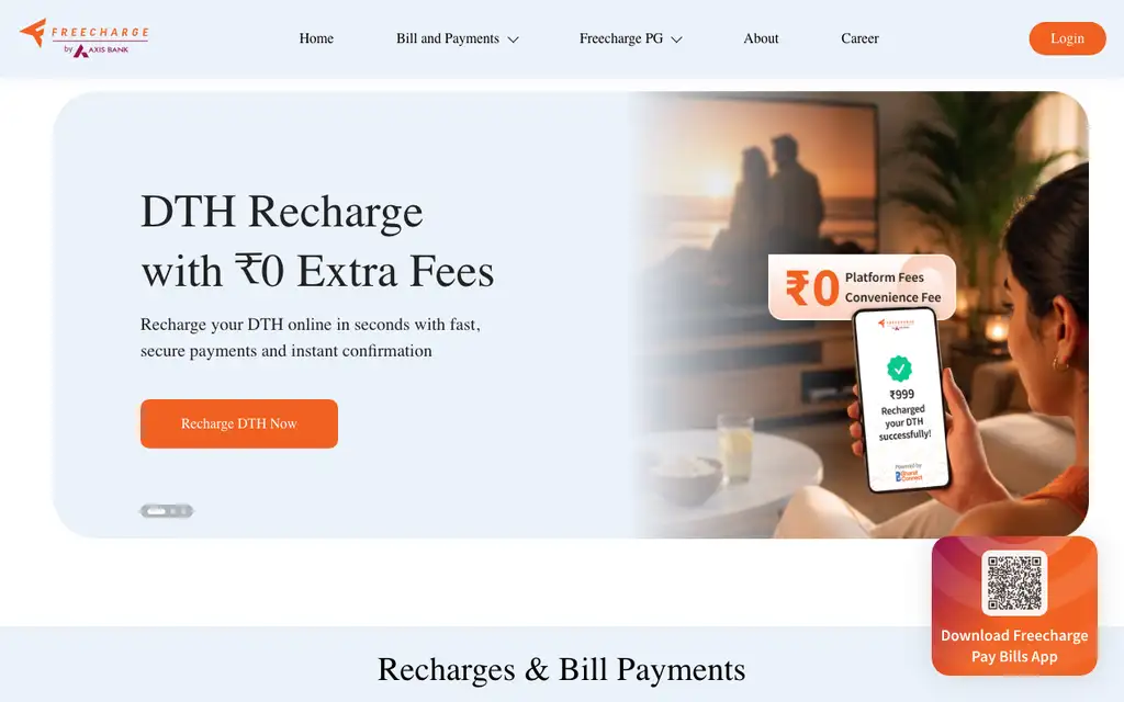 Freecharge website homepage screenshot