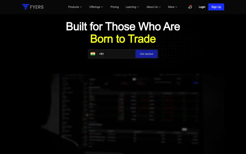 Fyers website homepage screenshot