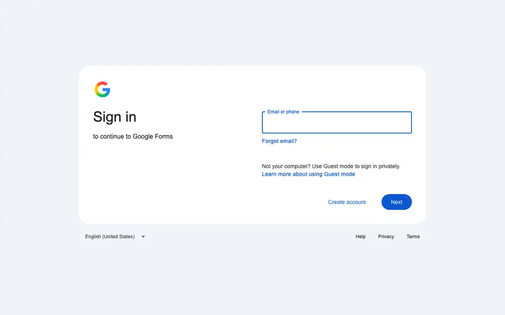 Google Forms website homepage screenshot