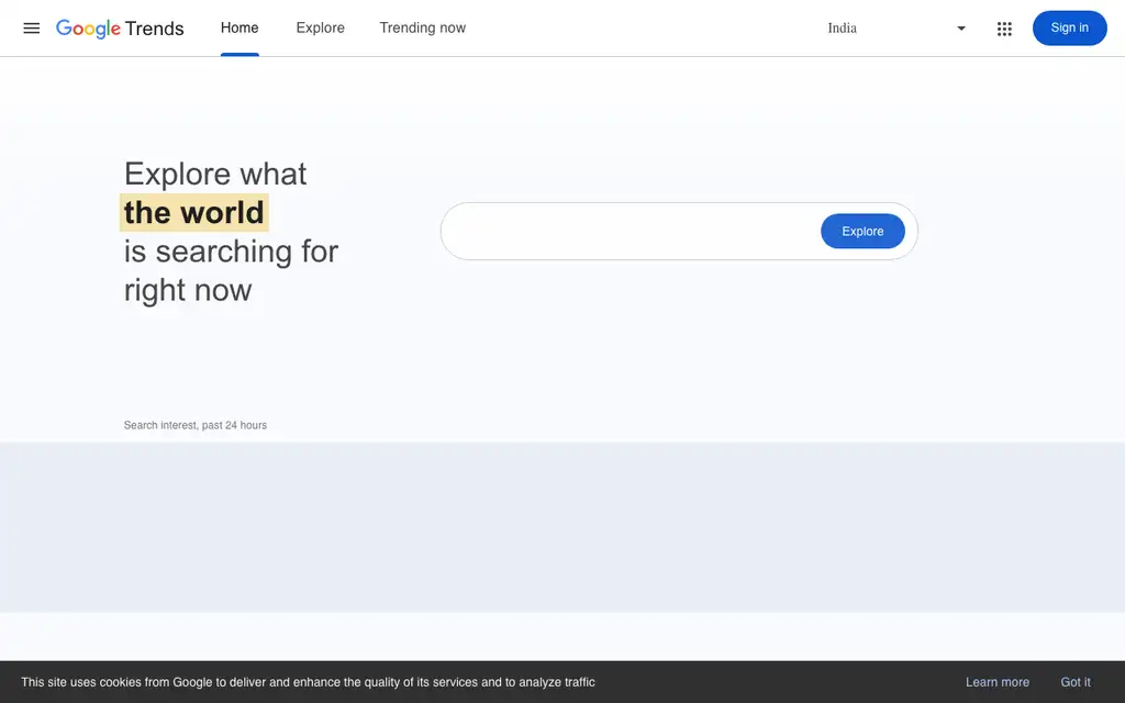 Google Trends website homepage screenshot