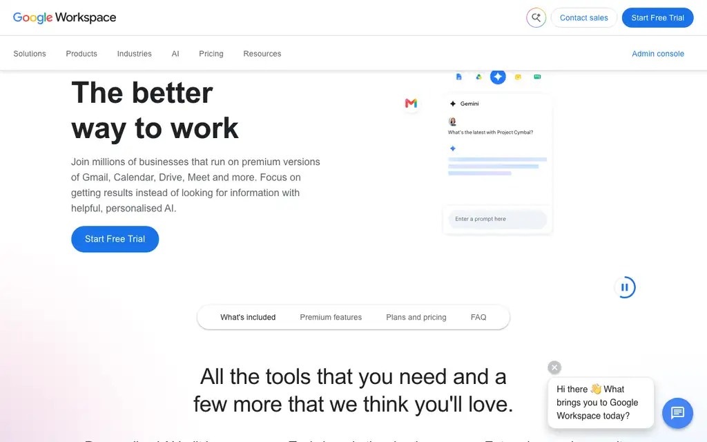 Google Workspace website homepage screenshot