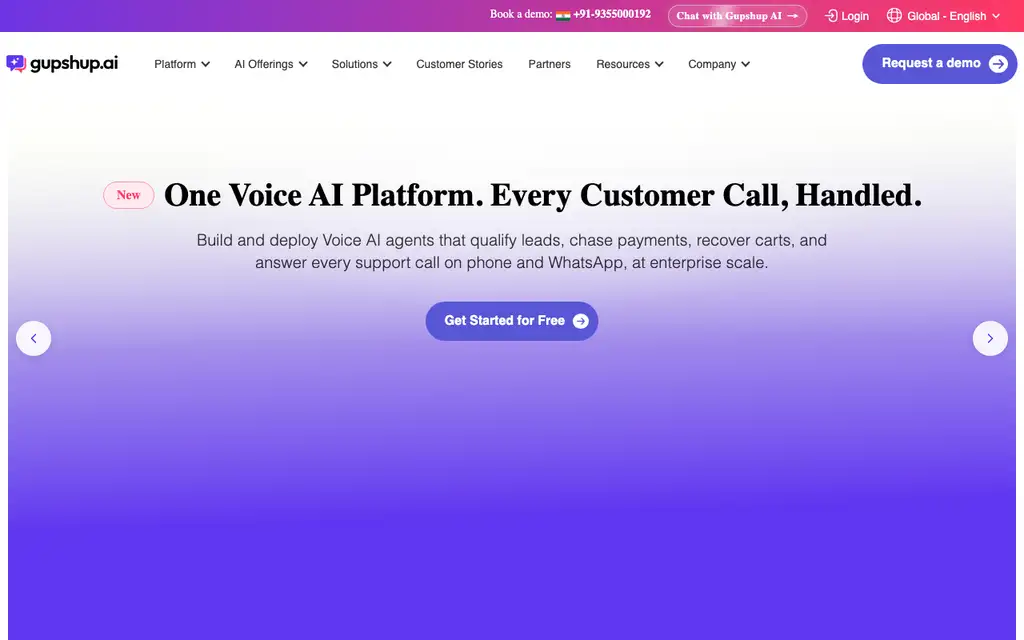 Gupshup website homepage screenshot