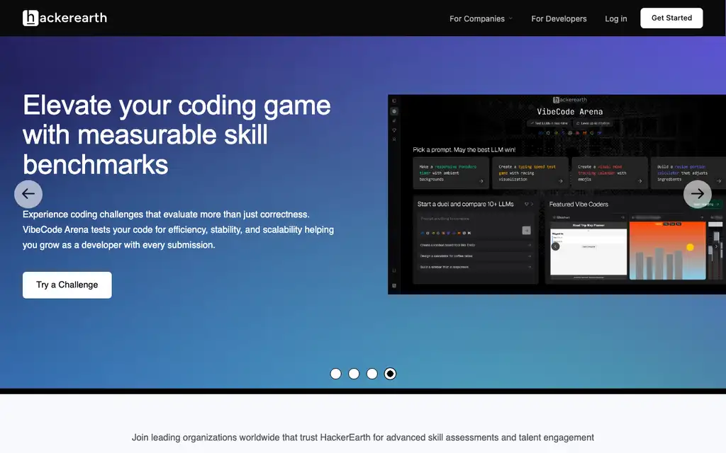 HackerEarth website homepage screenshot