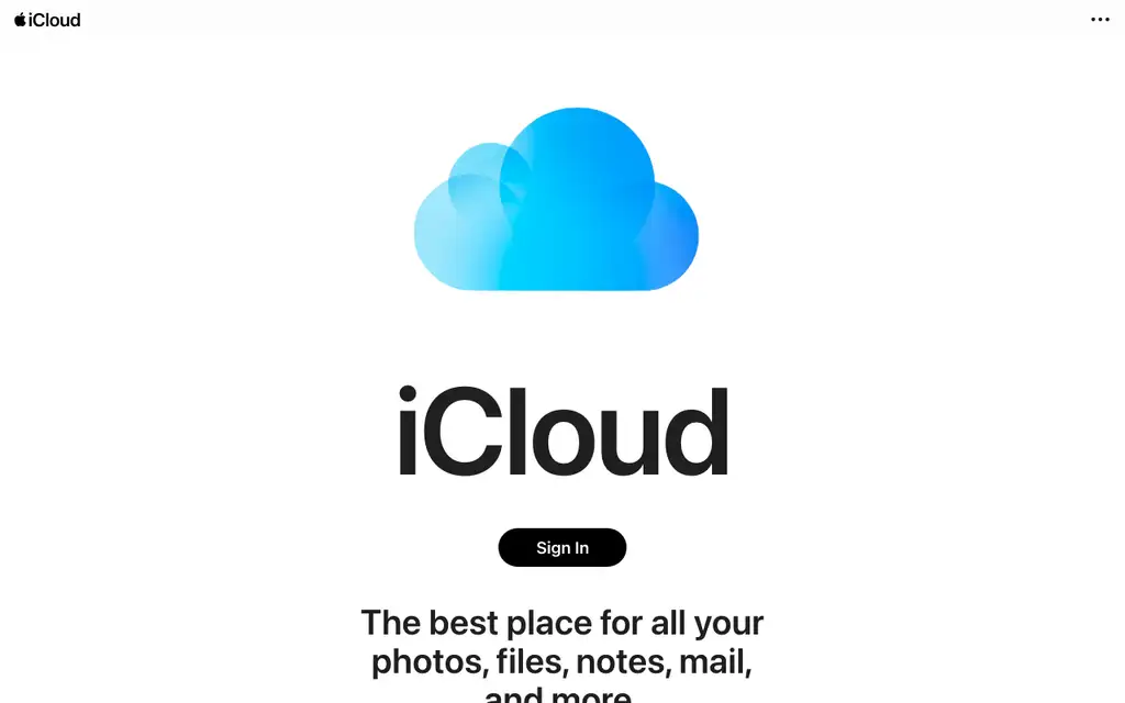 iCloud Drive website homepage screenshot