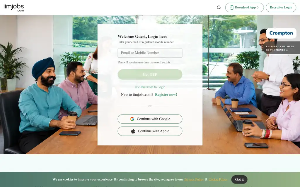 iimjobs by Naukri website homepage screenshot