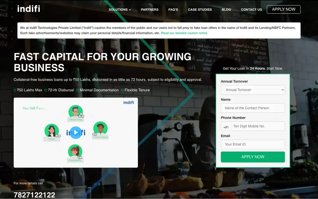 Indifi website homepage screenshot