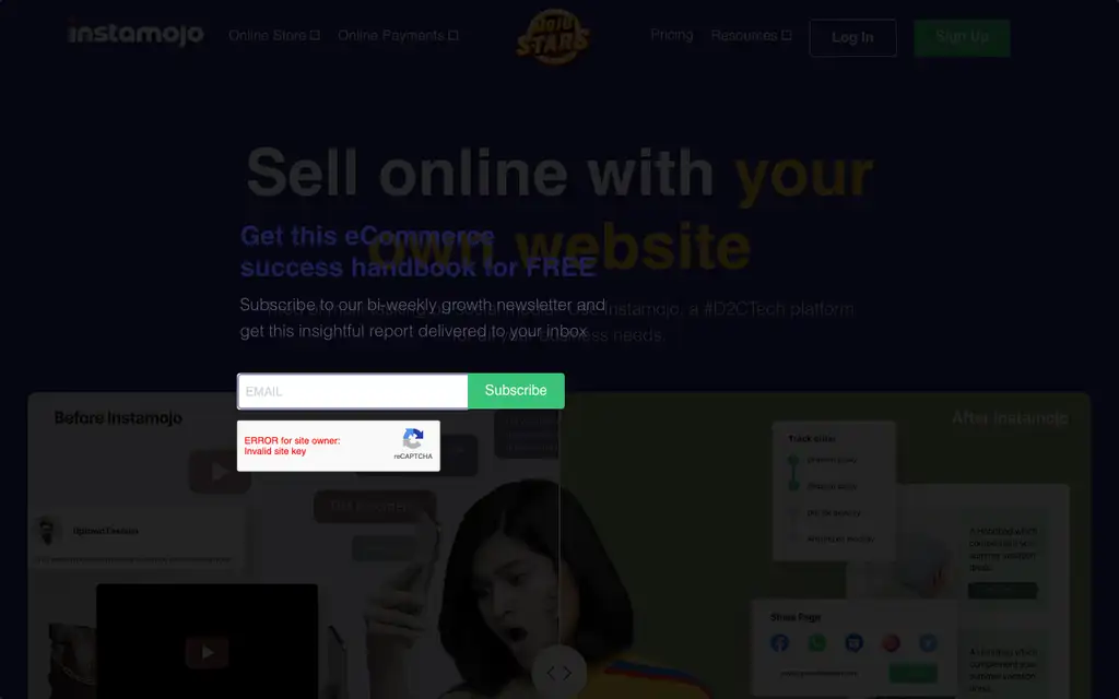 Instamojo website homepage screenshot