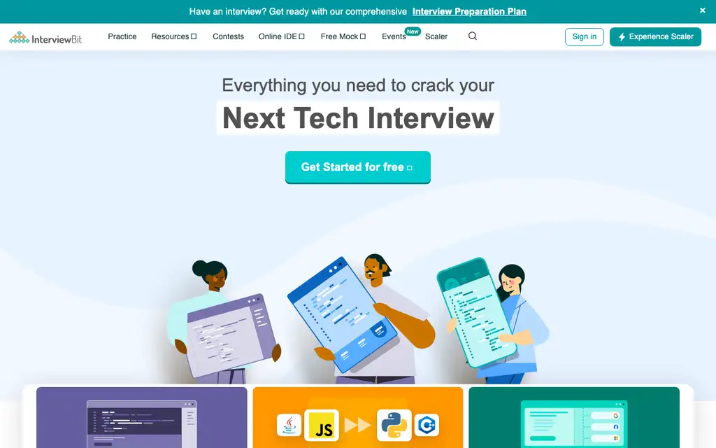 InterviewBit Hiring website homepage screenshot