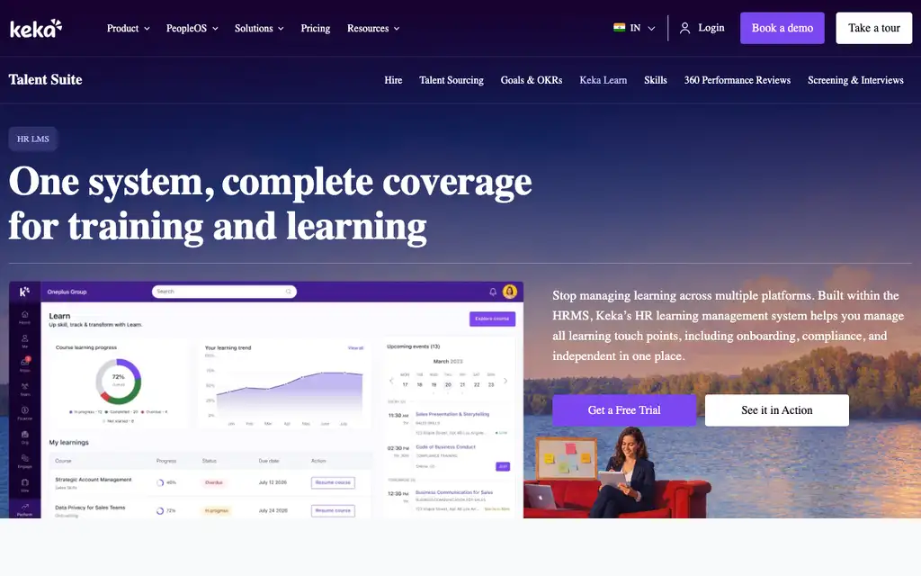 Keka Learn website homepage screenshot