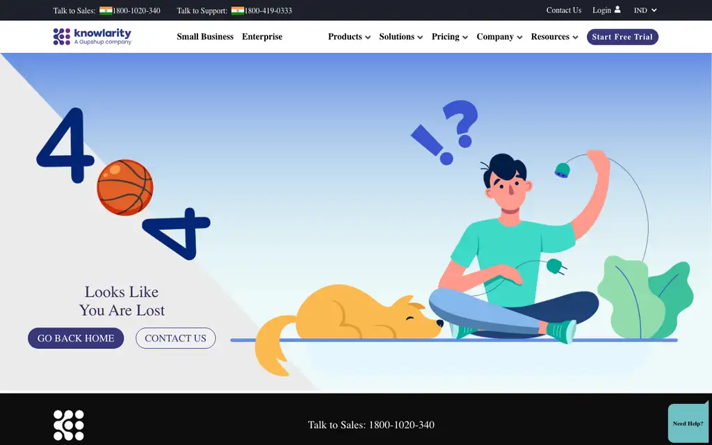Knowlarity SuperReceptionist website homepage screenshot