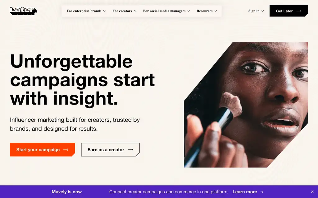 Later website homepage screenshot