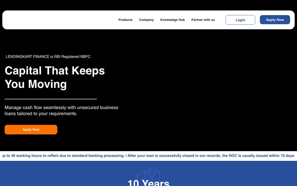 Lendingkart website homepage screenshot
