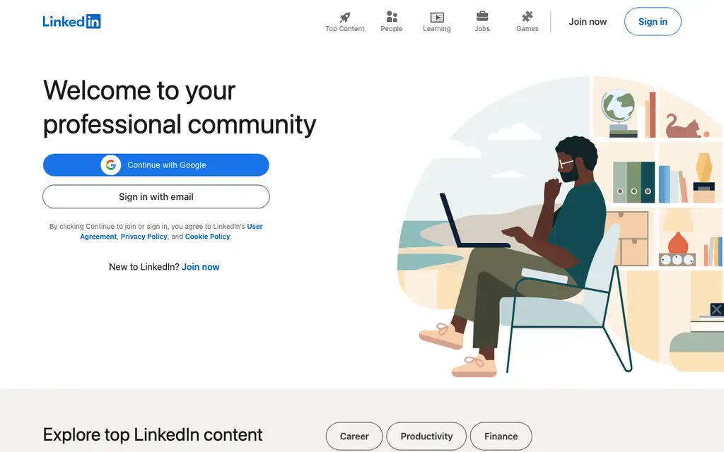 LinkedIn website homepage screenshot