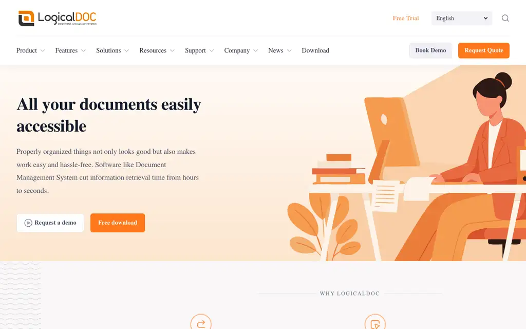 LogicalDOC website homepage screenshot