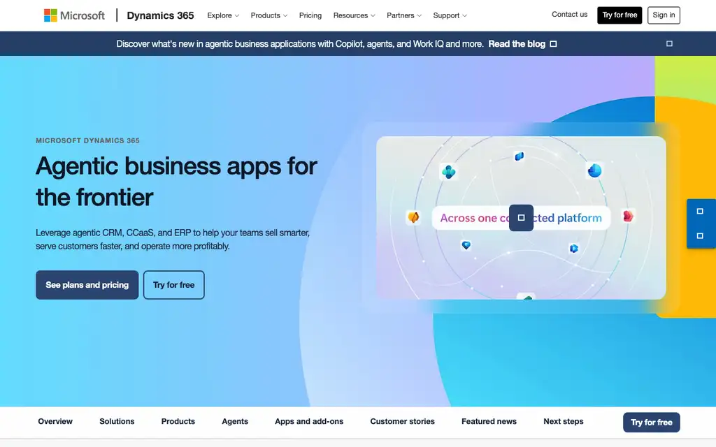 Microsoft Dynamics CRM website homepage screenshot