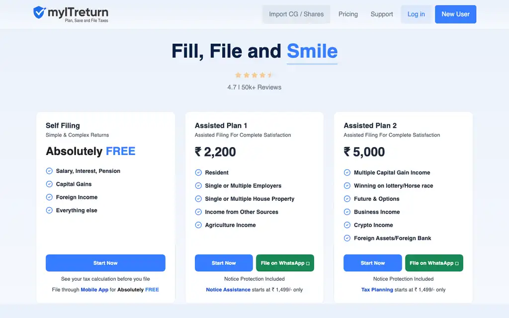 myITreturn website homepage screenshot