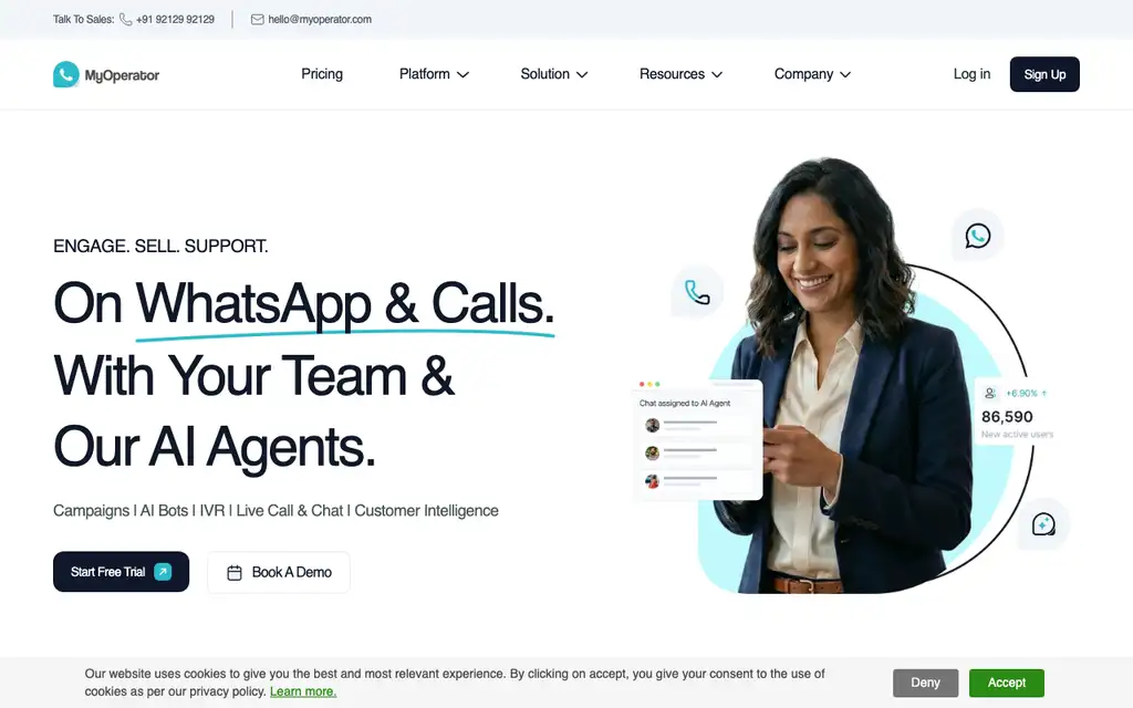 MyOperator website homepage screenshot