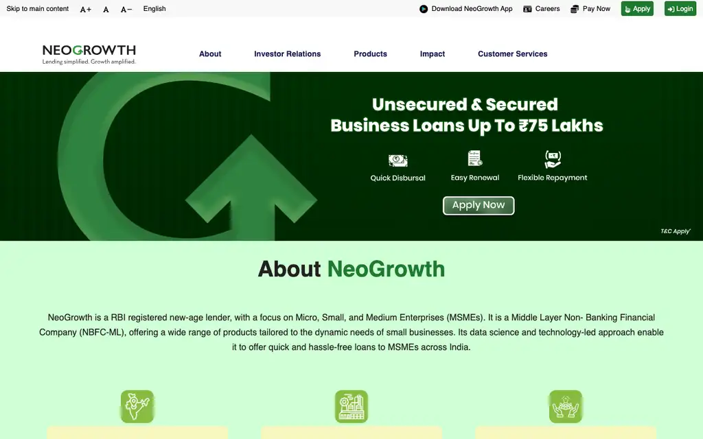 NeoGrowth website homepage screenshot