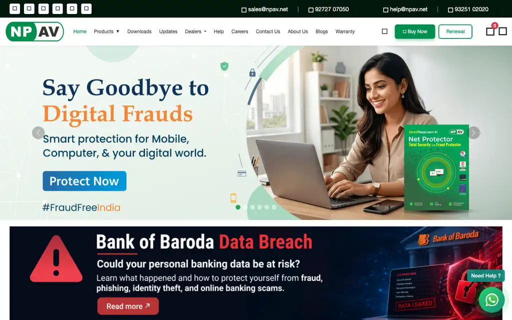 Net Protector website homepage screenshot