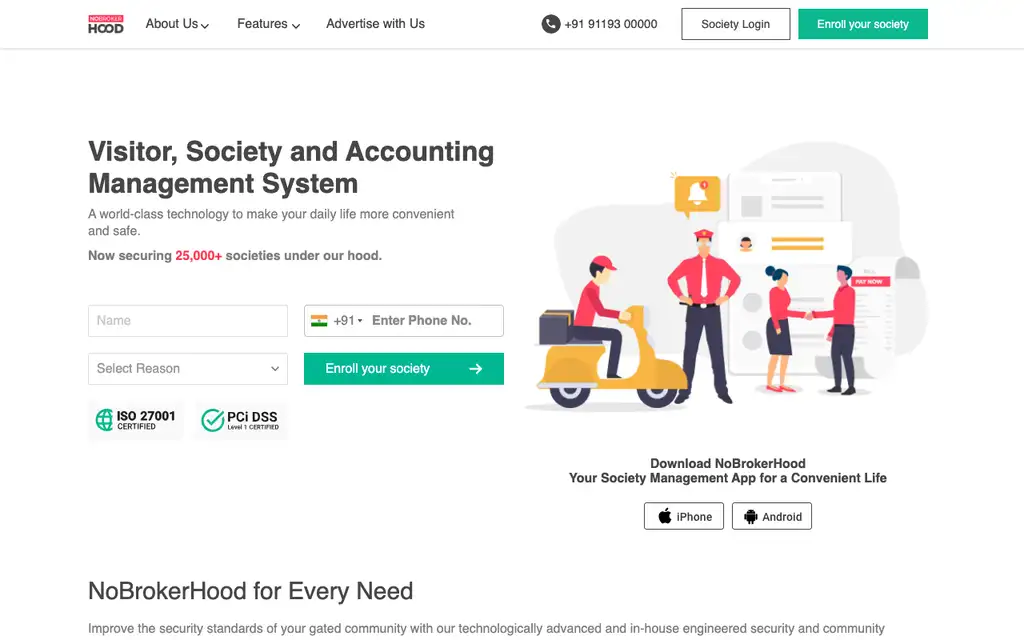 NoBrokerHood website homepage screenshot