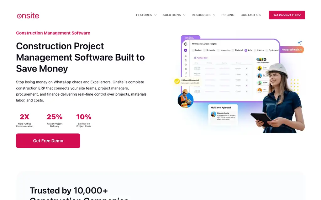 Onsite website homepage screenshot